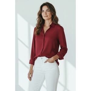 Barbara Bui Red Silk Button Down Shirt EU 38 / US 6